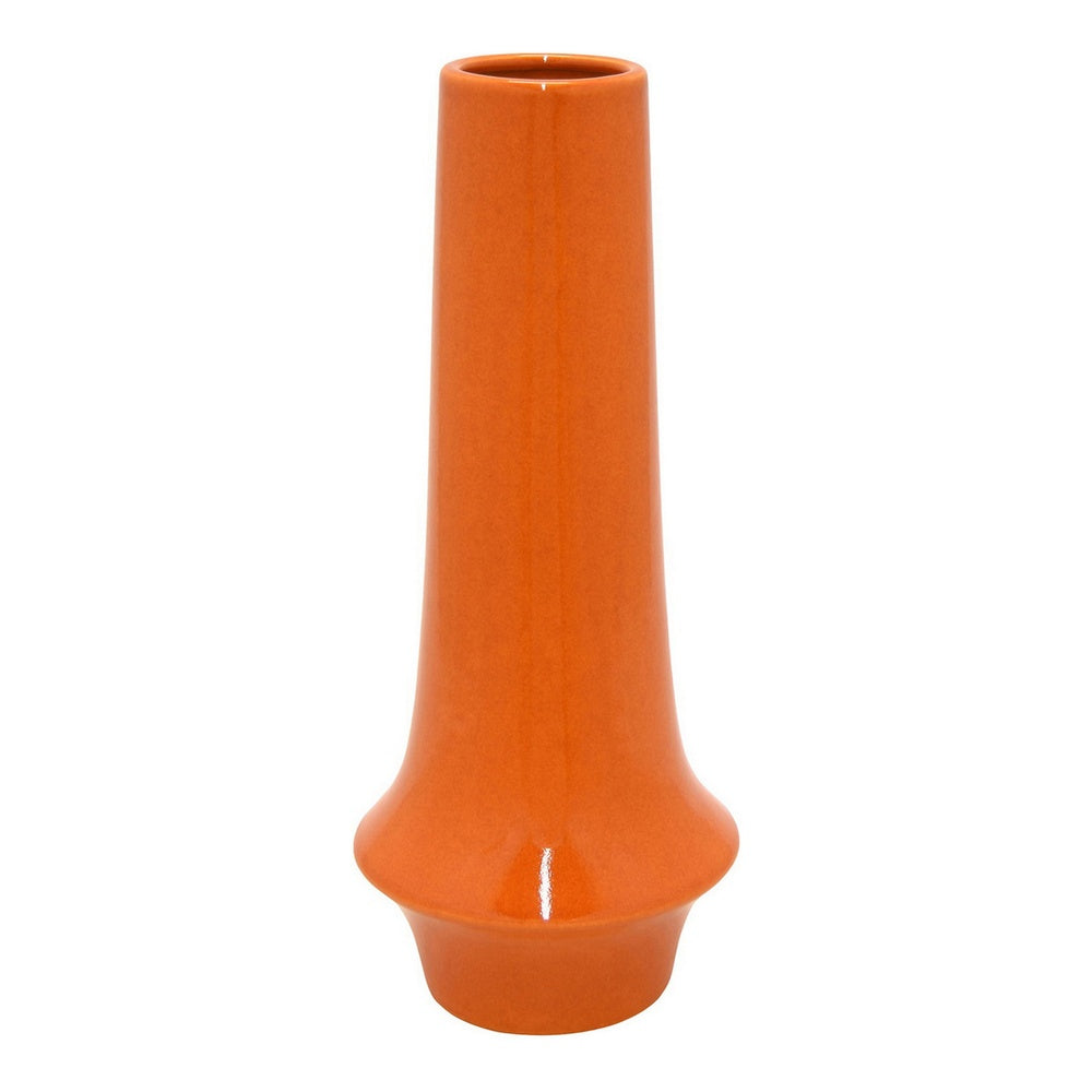 Seny Decorative Vase, Narrow Neck, Flared Base, Orange Ceramic 16 Inch