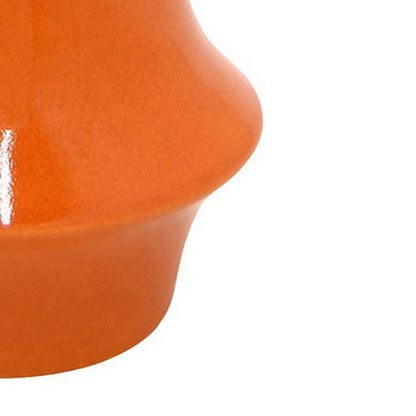 Seny Decorative Vase, Narrow Neck, Flared Base, Orange Ceramic 16 Inch