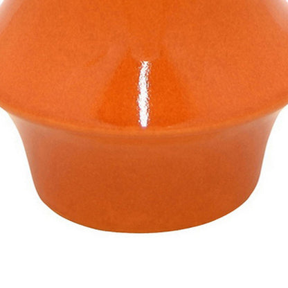Seny Decorative Vase, Narrow Neck, Flared Base, Orange Ceramic 16 Inch