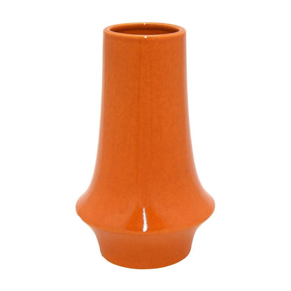 Seny Decorative Vase, Narrow Neck, Flared Base, Orange Ceramic 12 Inch