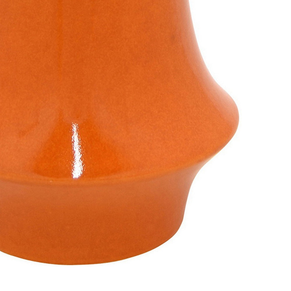 Seny Decorative Vase, Narrow Neck, Flared Base, Orange Ceramic 12 Inch