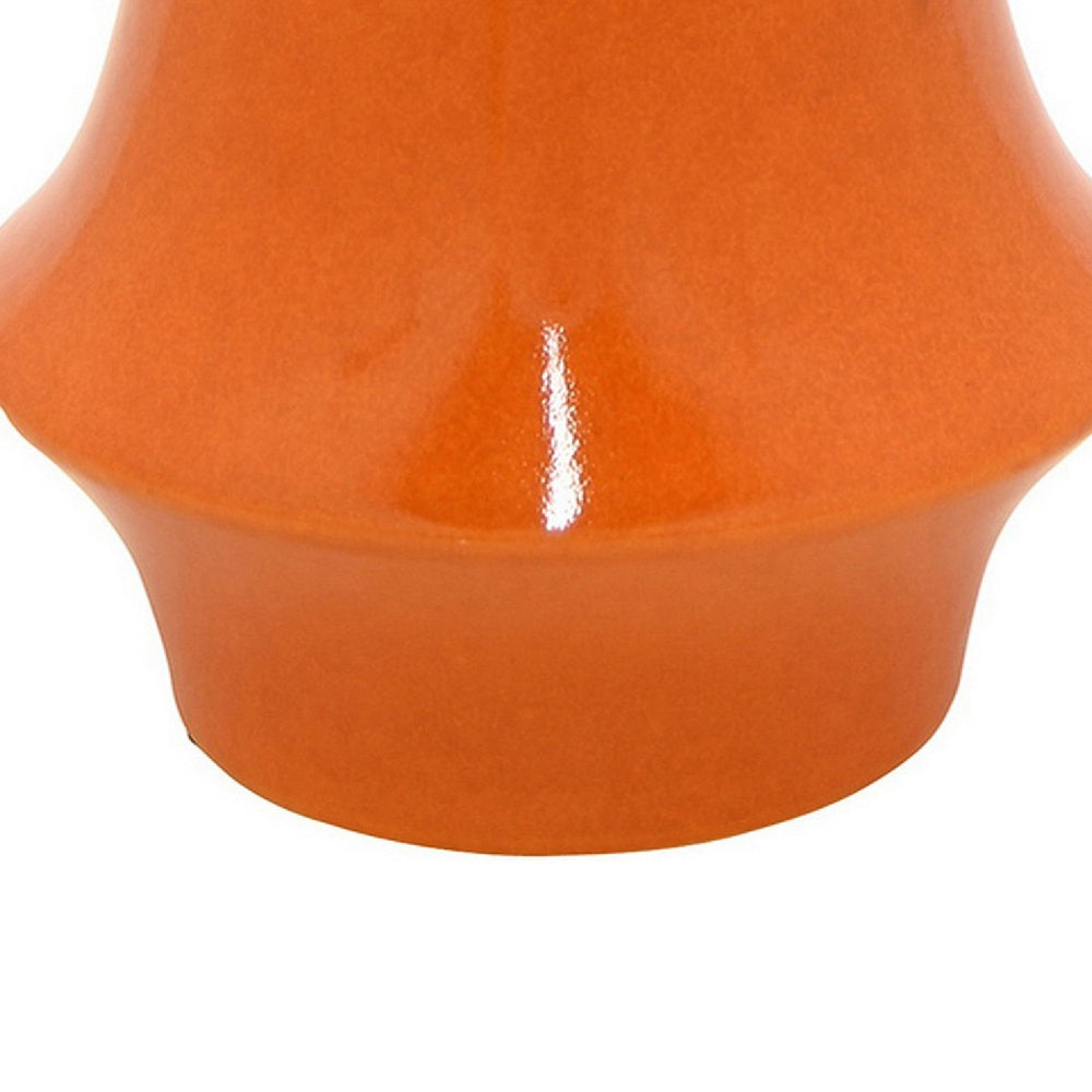 Seny Decorative Vase, Narrow Neck, Flared Base, Orange Ceramic 12 Inch