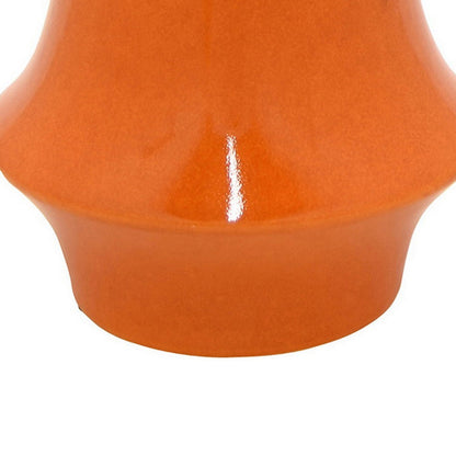 Seny Decorative Vase, Narrow Neck, Flared Base, Orange Ceramic 12 Inch