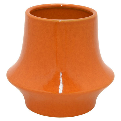 Seny Decorative Vase, Narrow Neck, Flared Base, Orange Ceramic 9 Inch