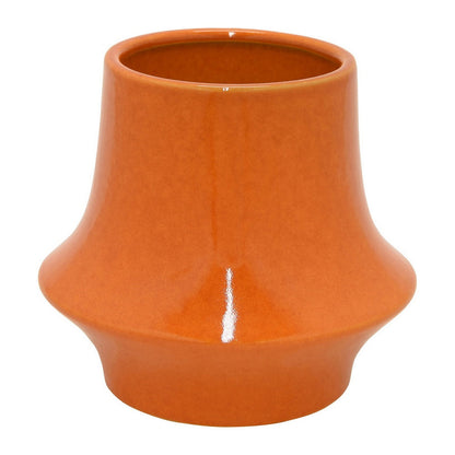 Seny Decorative Vase, Narrow Neck, Flared Base, Orange Ceramic 9 Inch