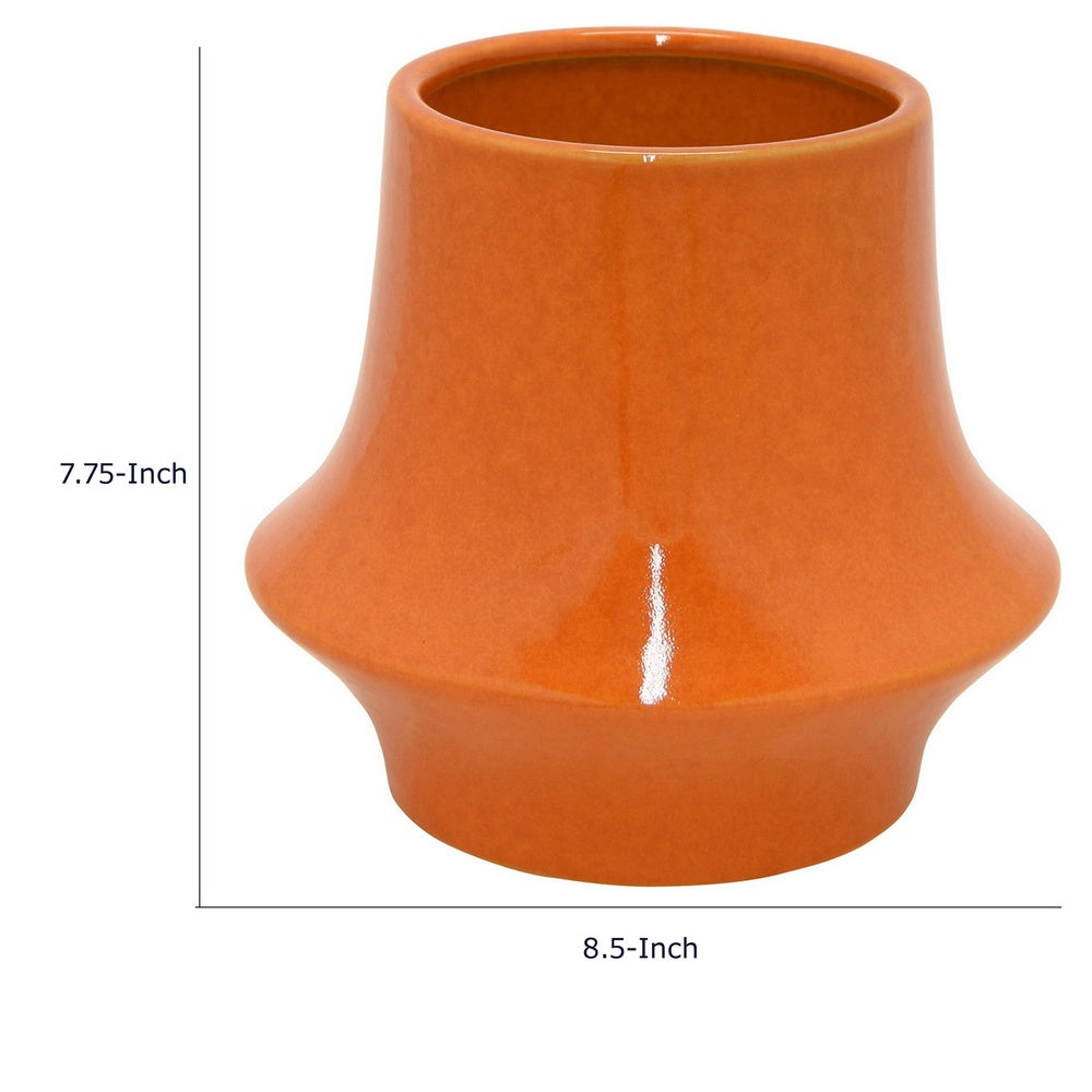 Orange Ceramic Narrow Neck Flared Vase, 9 in - Chic Home-Decor