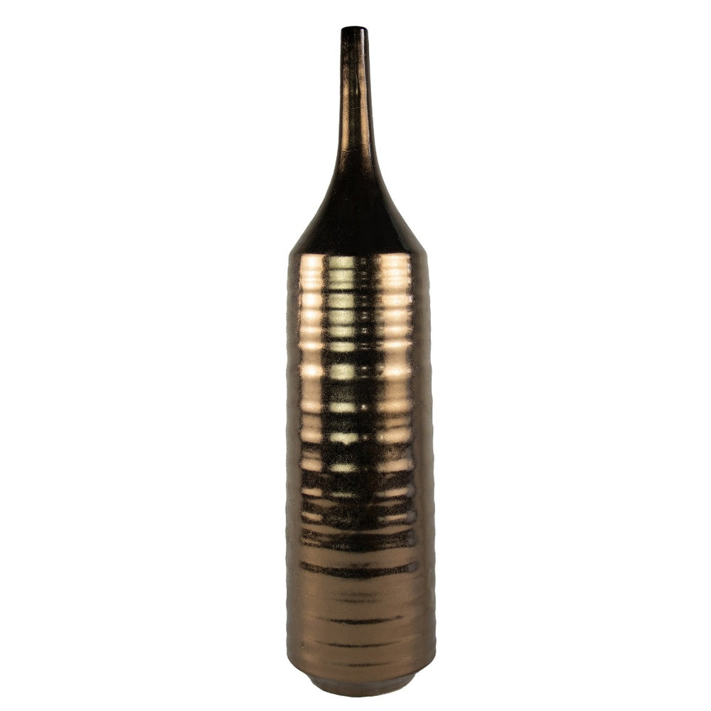 Decorative Vase, Bottle Shape, Horizontal Ridges