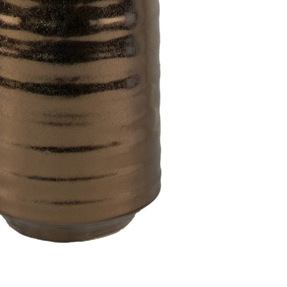 Decorative Vase, Bottle Shape, Horizontal Ridges