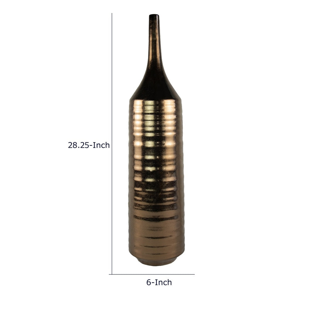 Decorative Vase, Bottle Shape, Horizontal Ridges