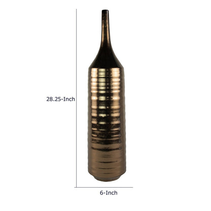 Decorative Vase, Bottle Shape, Horizontal Ridges