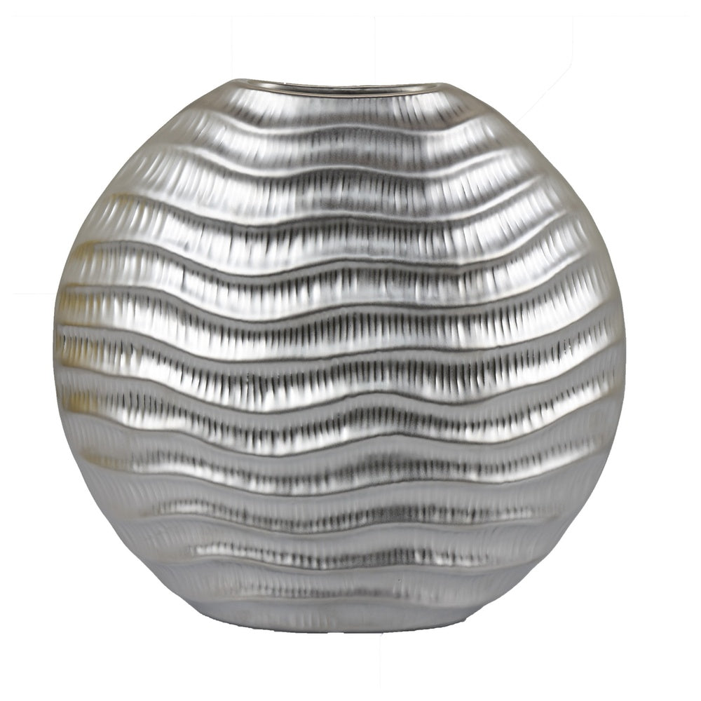 Tyler Round Vase with Textured Wave Pattern Design
