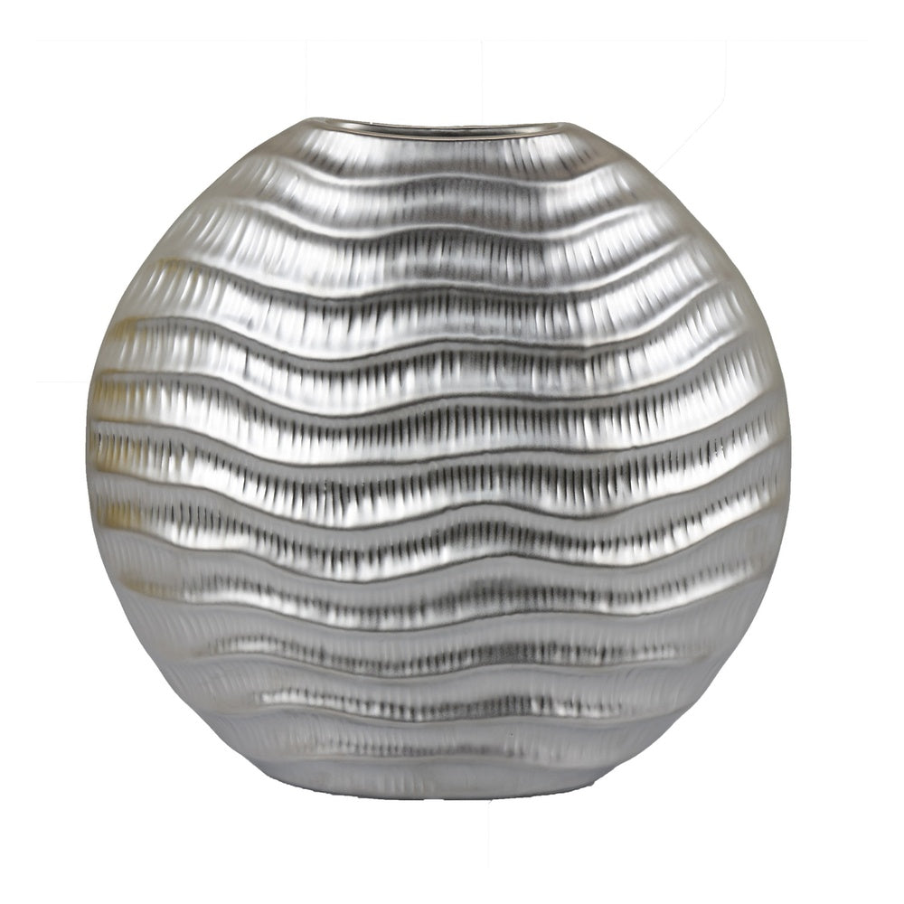 Tyler Round Vase with Textured Wave Pattern Design