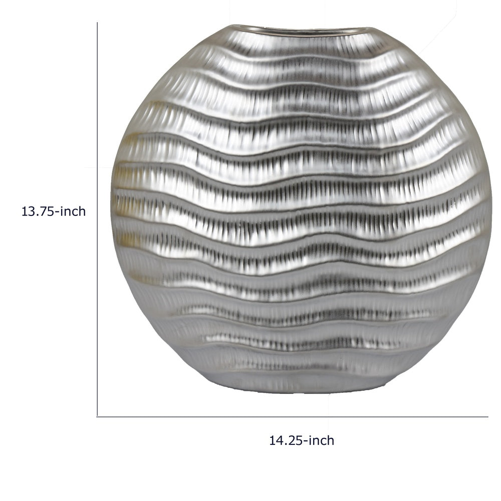 Tyler Round Vase with Textured Wave Pattern Design