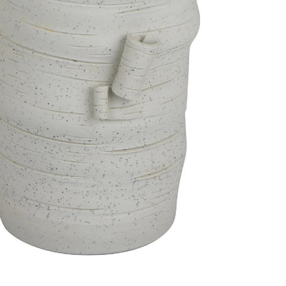 Moona Modern Vase with Sculpted Raised Details, White Textured Ceramic