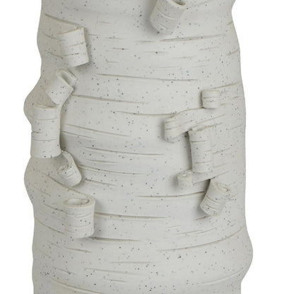 Moona Modern Vase with Sculpted Raised Details, White Textured Ceramic