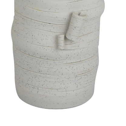 Moona Modern Vase with Sculpted Raised Details, White Textured Ceramic