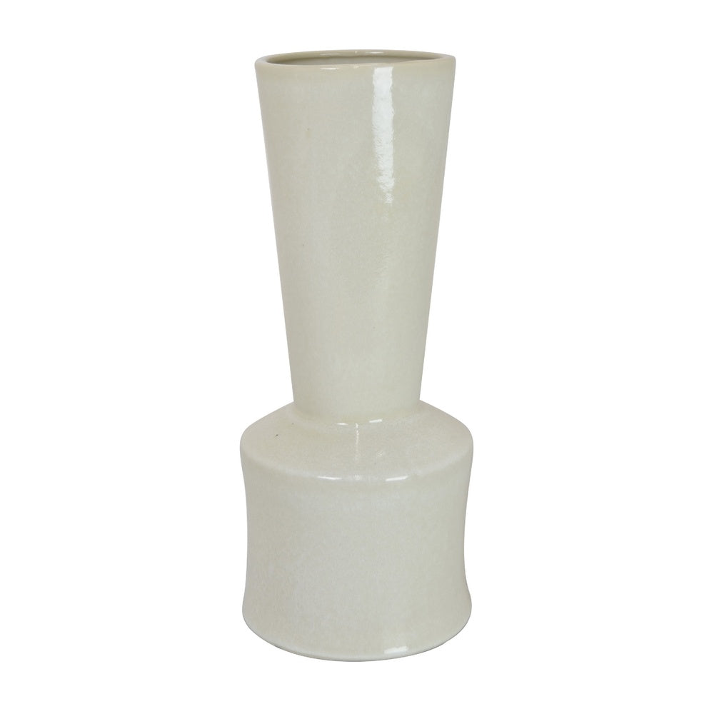 Ginny Decorative Vase with Slender Neck, Glossy White Ceramic 16 Inch