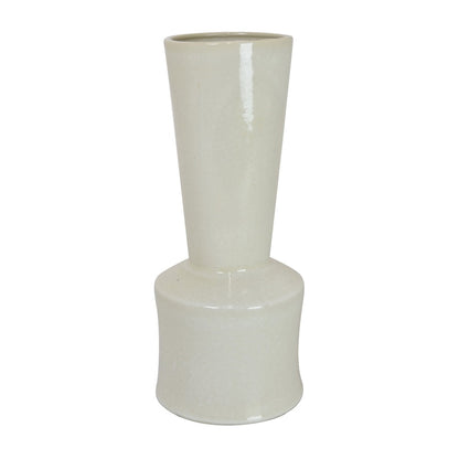 Ginny Decorative Vase with Slender Neck, Glossy White Ceramic 16 Inch