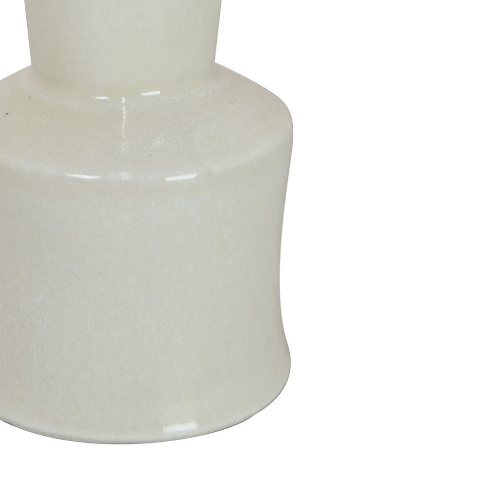 Ginny Decorative Vase with Slender Neck, Glossy White Ceramic 16 Inch