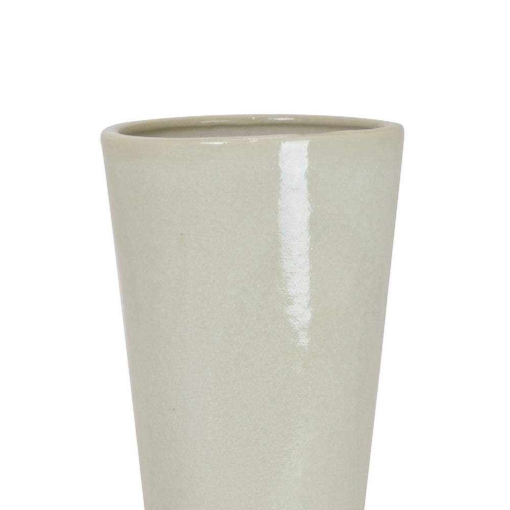 Ginny Decorative Vase with Slender Neck, Glossy White Ceramic 16 Inch