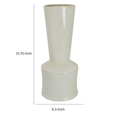 Ginny Decorative Vase with Slender Neck, Glossy White Ceramic 16 Inch