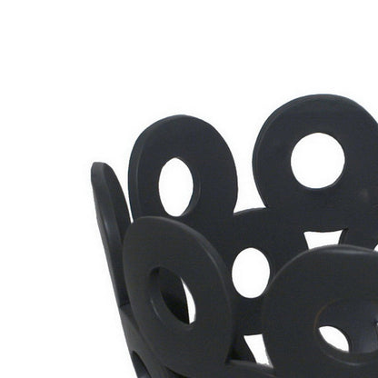 Laura Round Bowl with Circular Cutout Patterns, Black Ceramic 11 Inch