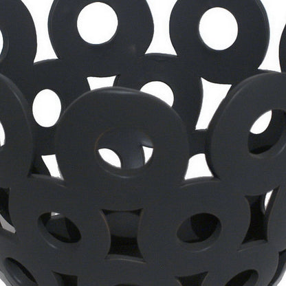 Laura Round Bowl with Circular Cutout Patterns, Black Ceramic 11 Inch