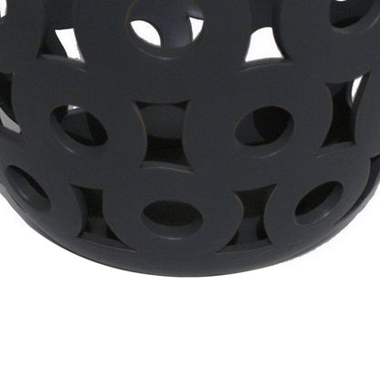 Laura Round Bowl with Circular Cutout Patterns, Black Ceramic 11 Inch