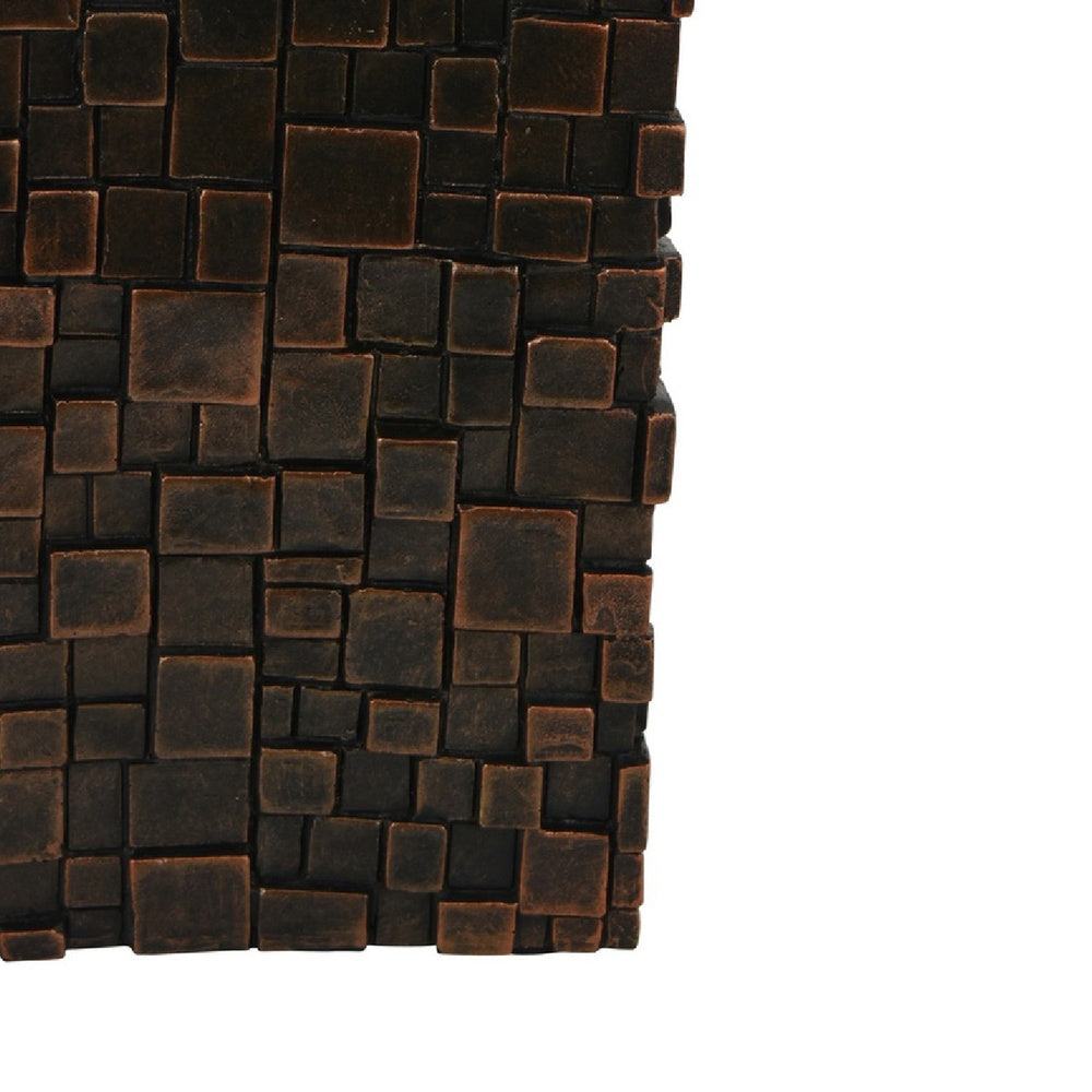 Dylan Tall Decorative Vase, Raise Square Pattern, Bronze Resin 14 Inch