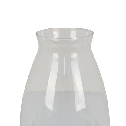 Ahna Modern Vase with Green Ribbed Ceramic Base, Clear Glass 16 Inch