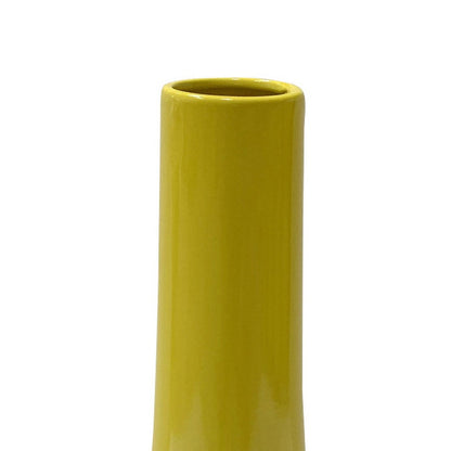 Ziva Tall Decorative Vase with Flared Base, Yellow Ceramic 16 Inch