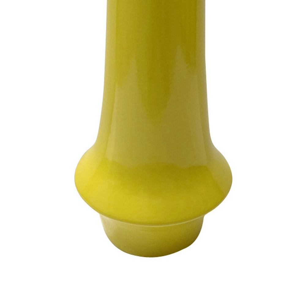 Ziva Tall Decorative Vase with Flared Base, Yellow Ceramic 16 Inch