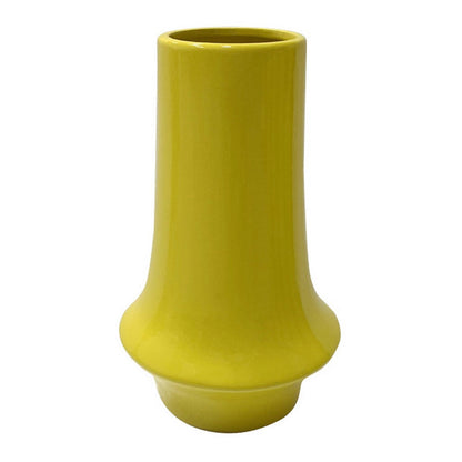 Ziva Modern Decorative Vase with Flared Base, Yellow Ceramic 12 Inch