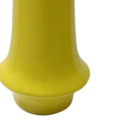 Ziva Modern Decorative Vase with Flared Base, Yellow Ceramic 12 Inch