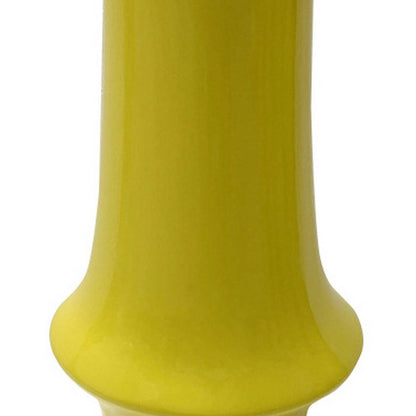 Ziva Modern Decorative Vase with Flared Base, Yellow Ceramic 12 Inch