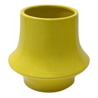 Ziva Modern Decorative Vase with Flared Base, Yellow Ceramic 9 Inch