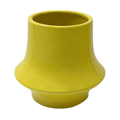 Ziva Modern Decorative Vase with Flared Base, Yellow Ceramic 9 Inch