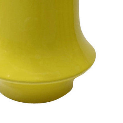 Ziva Modern Decorative Vase with Flared Base, Yellow Ceramic 9 Inch