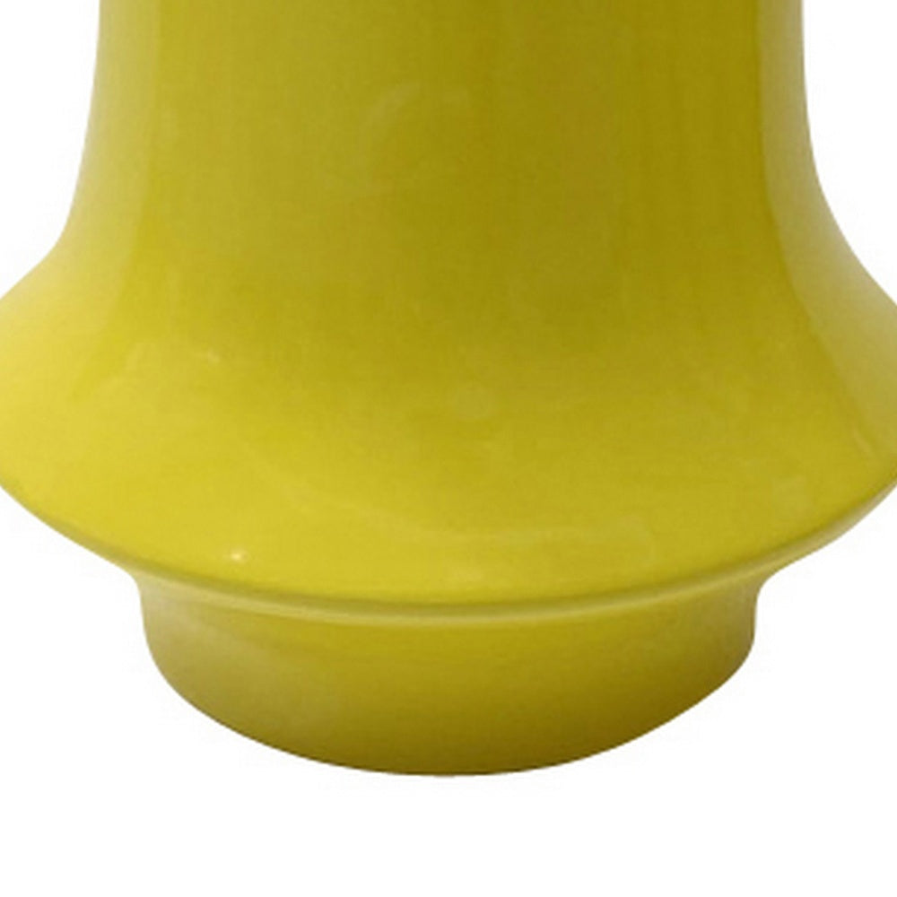 Ziva Modern Decorative Vase with Flared Base, Yellow Ceramic 9 Inch