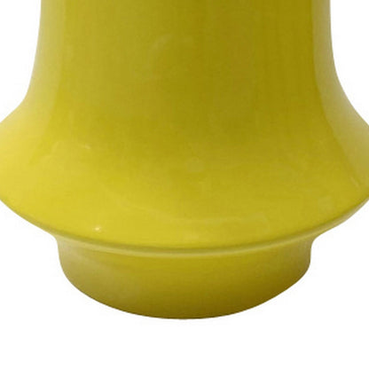 Ziva Modern Decorative Vase with Flared Base, Yellow Ceramic 9 Inch