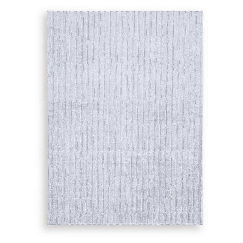 Worly 5x7 Medium Area Rug, Polyester Faux Fur, Subtle Stripe Gray
