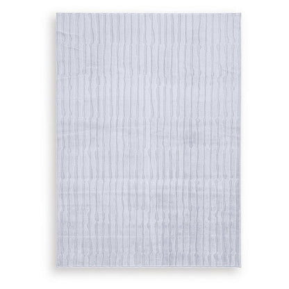 Worly 5x7 Medium Area Rug, Polyester Faux Fur, Subtle Stripe Gray