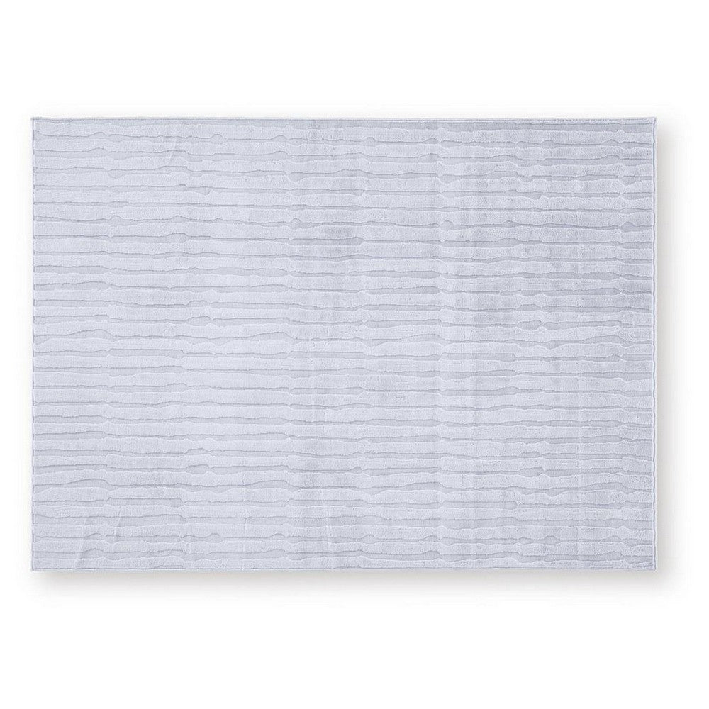 Worly 5x7 Medium Area Rug, Polyester Faux Fur, Subtle Stripe Gray