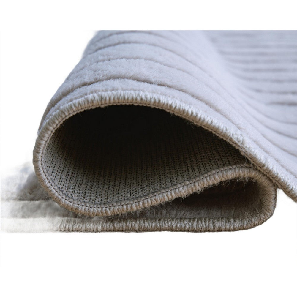 Worly 5x7 Medium Area Rug, Polyester Faux Fur, Subtle Stripe Gray