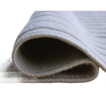 Worly 5x7 Medium Area Rug, Polyester Faux Fur, Subtle Stripe Gray