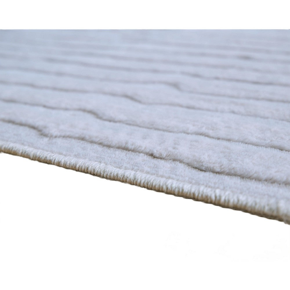 Worly 5x7 Medium Area Rug, Polyester Faux Fur, Subtle Stripe Gray