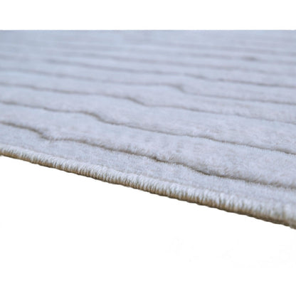 Worly 5x7 Medium Area Rug, Polyester Faux Fur, Subtle Stripe Gray