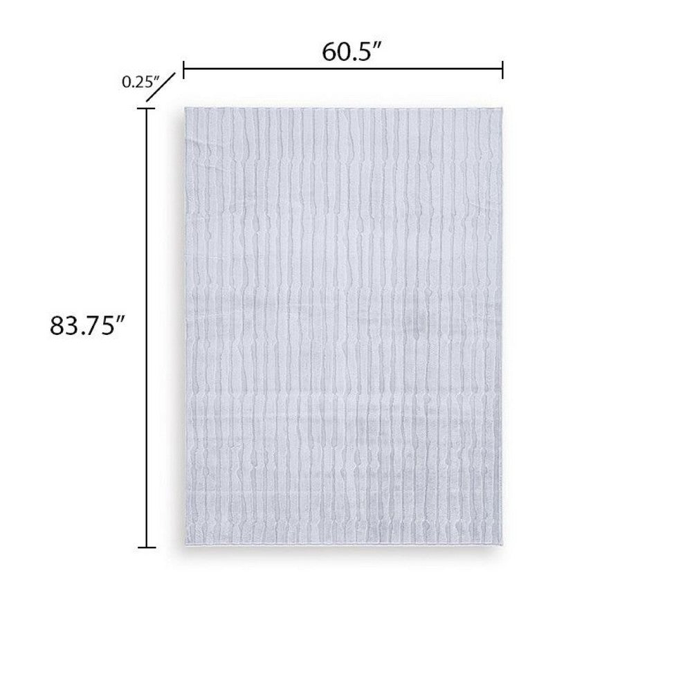 Worly 5x7 Medium Area Rug, Polyester Faux Fur, Subtle Stripe Gray