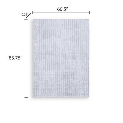 Worly 5x7 Medium Area Rug, Polyester Faux Fur, Subtle Stripe Gray