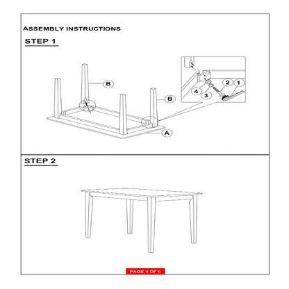 BM69424 Classy 5 Piece Wooden Dining Table Set, Brown